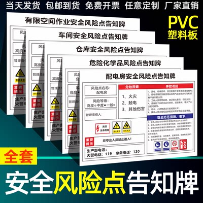 安全风险点告知牌全套机床车间注塑机仓库冲床机械设备锅炉房叉车