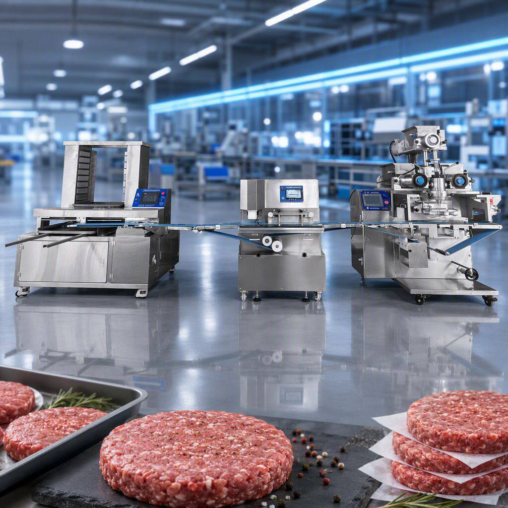 全自动商用汉堡牛肉饼成型打排机定制食品加工生产线设备厂家