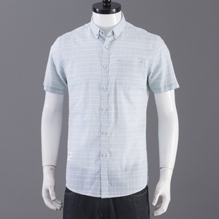 短袖 港风日系夏季 衬衣通勤商务休闲潮上衣ins外套男 男士 格纹衬衫