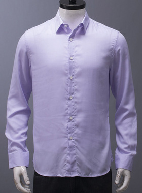 孤品微瑕疵处理~只有170~男士基础百搭紫色长袖衬衫春秋打底衬衣