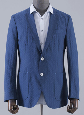 BMSK提花时尚都市单西装春秋季薄款单排扣开衩便服便西男装小西装