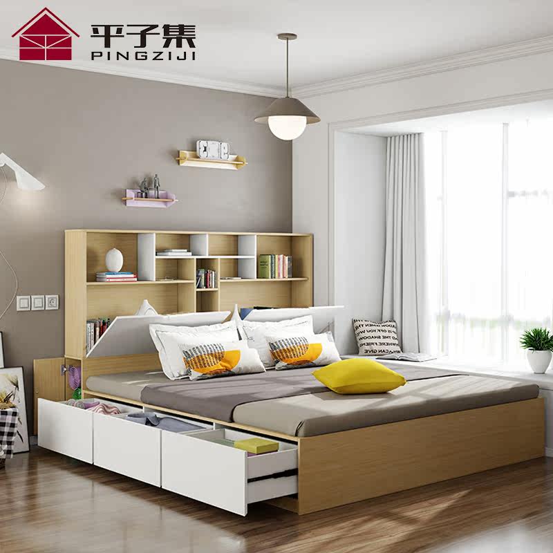平子集高箱储物收纳床卧室1.5米1.8米双人大婚床榻榻米定制家具|ruв категории жилой мебели, кровать класса, пластинчатый кровать - от Buy2taobao.com для оказания профессиональной услуги покупки агента Taobao