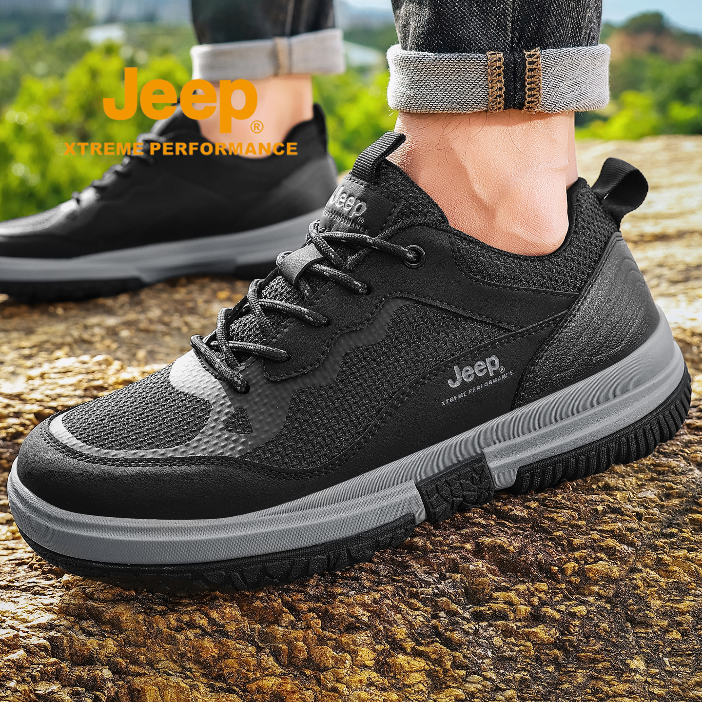 jeep休闲运动鞋男秋冬爸爸登山鞋