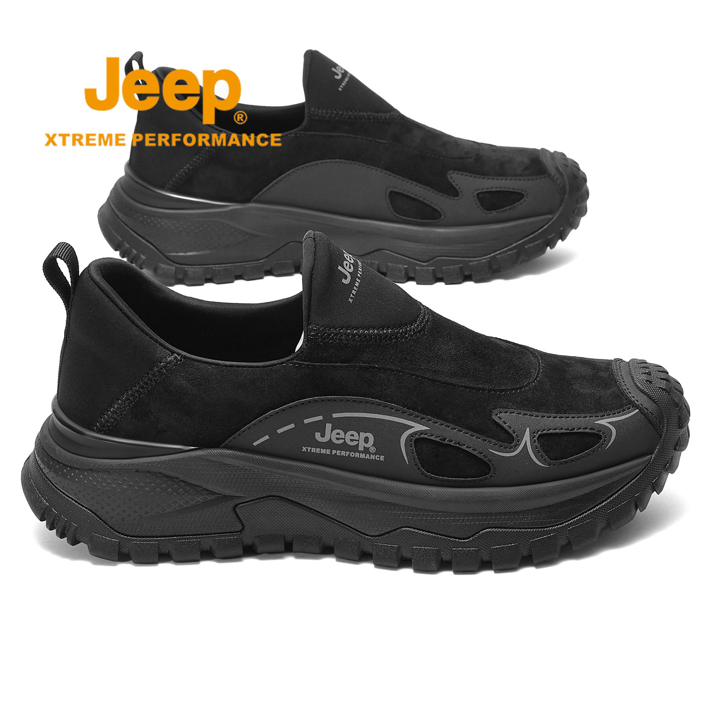 jeep一脚蹬懒人鞋男冬爸爸老人鞋