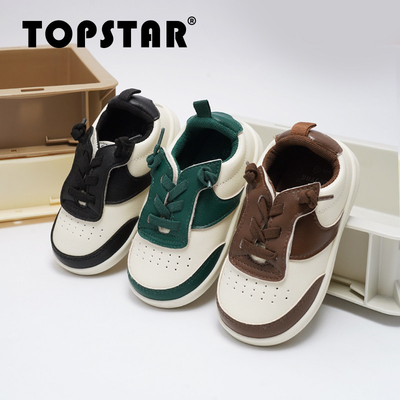 TOPSTAR儿童运动鞋男童女童宝宝休闲防滑软底透气低帮板鞋小白鞋