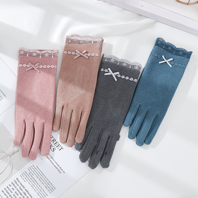 春秋冬季女开车骑车保暖貂绒棉手套薄款 韩版冬天甜美淑女蕾丝ins,服饰配件/皮带/帽子/围巾,手套,淘宝优惠券,粉丝福利购,淘宝优惠卷