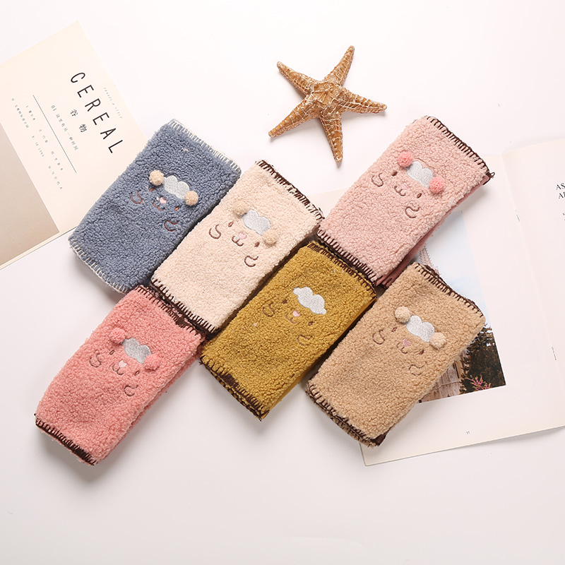 写字保暖冬季手套冬天女半指可爱韩版卡通学生加绒加厚露指头半截