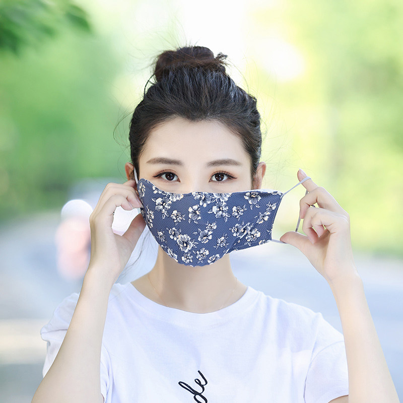 防晒神器 夏季女开车骑车碎花薄款面罩口罩 面部罩防紫外线遮全脸