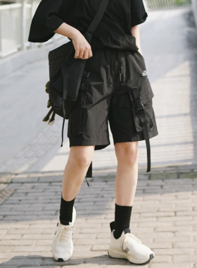 暗黑系机能风工装裤短裤女宽松bf中性风夏季薄款裤子街头帅气酷潮