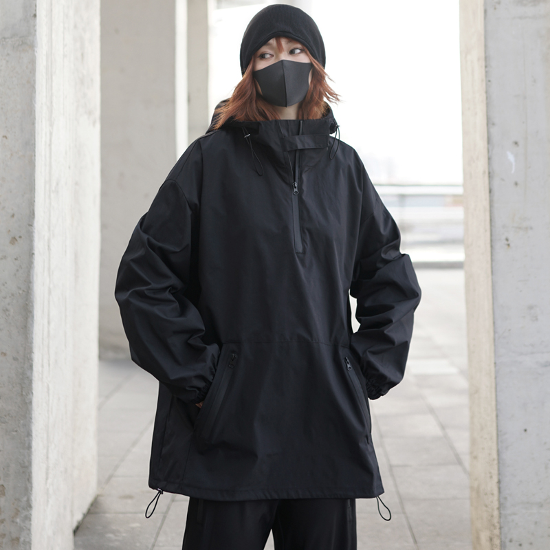 暗黑系机能风半拉链外套anorak