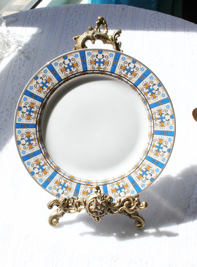 欧美式进口复古风黄铜盘子架相框