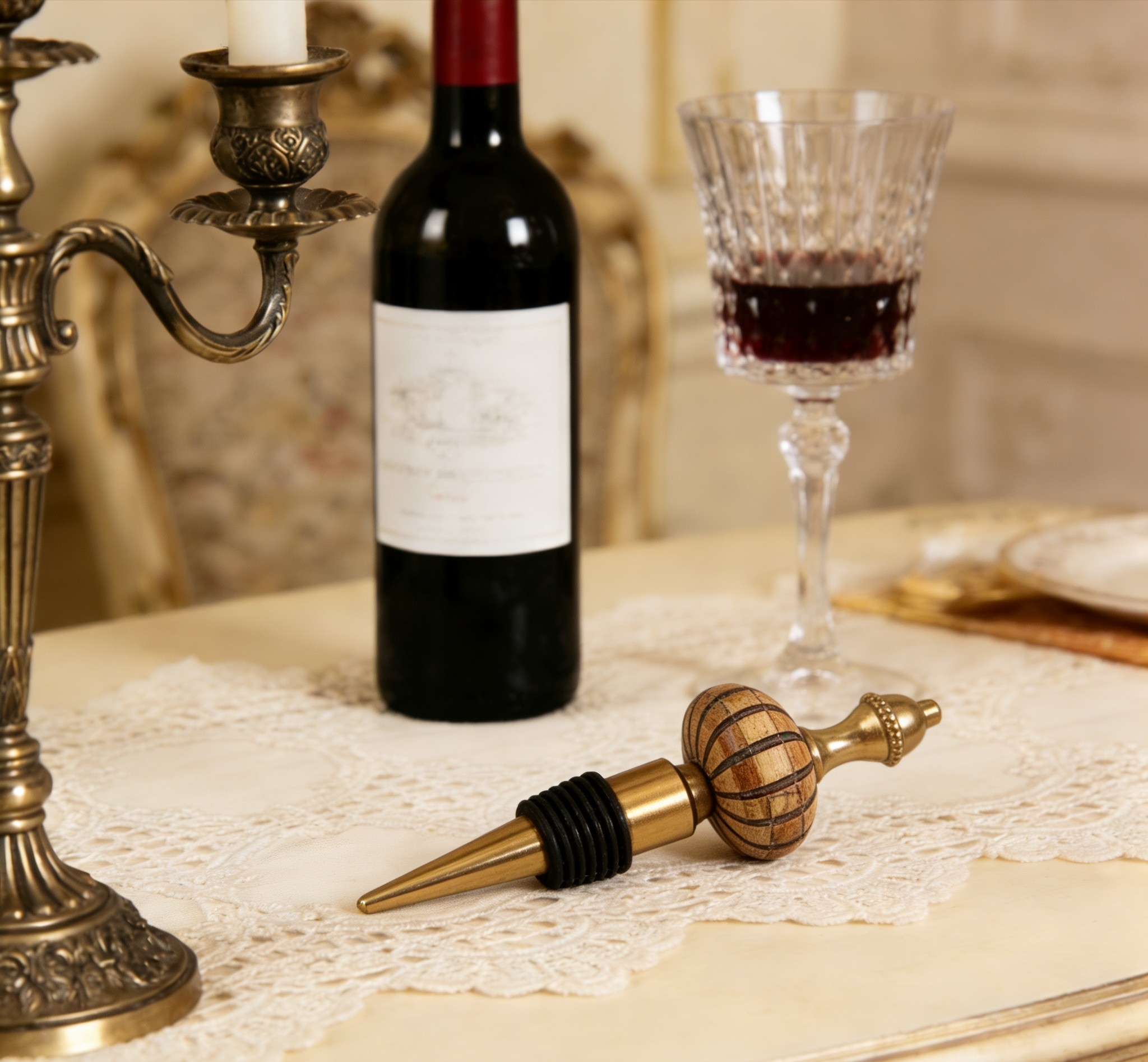 印度进口中古风复古宫廷风黄铜酒瓶塞红酒瓶塞