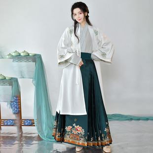静颜如梦霓裳原创汉服春夏季明制长褙子飞机衫交领上衣织金马面裙