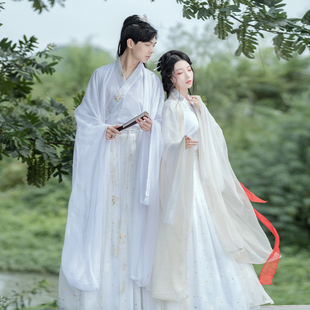 如梦霓裳原创汉服男女晋制交领大袖襦裙15年店庆款白色柏舟春夏季