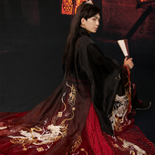 如梦霓裳汉服男红色交领大袖 齐腰下裙非古装 日常春夏季 麒麟 新款