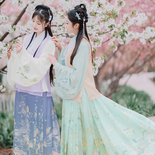 如梦霓裳汉服女明制比甲马面裙古风绣花袄裙蝶影 现货