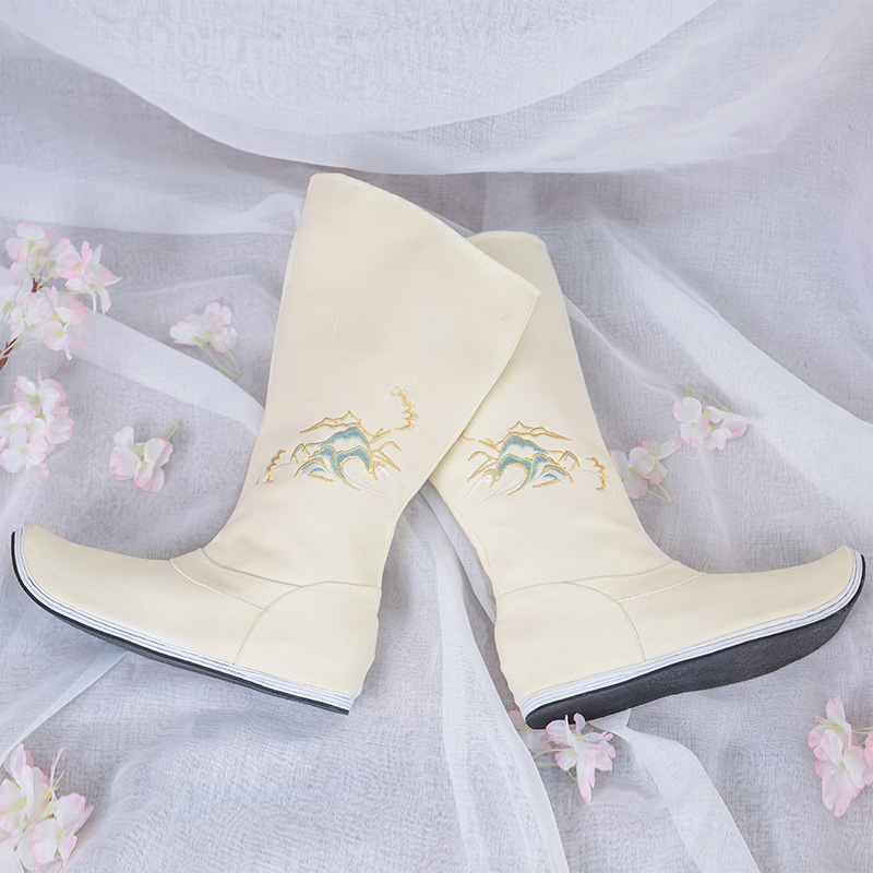 如梦霓裳汉服饰品复古翘头尖头皂靴官靴玉珂千层底绣花男女鞋布靴,女鞋,传统布鞋,淘宝优惠券,粉丝福利购,淘宝优惠卷