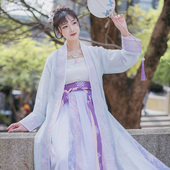 如梦霓裳汉服女宋制对襟襦裙绣花长褙子宋裤 秋季 日常紫色琉香现货