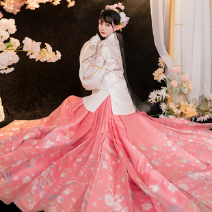 如梦霓裳汉服女明制交领短袄日常妆花织金马面裙粉色秋季绮罗现货