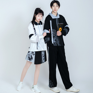 如梦霓裳汉元素卫衣男女春秋情侣装日常龙纹绣花短裙国风千徇现货