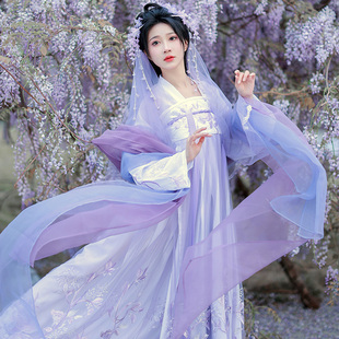 白月光丨如梦霓裳原创汉服女装刺绣齐胸襦裙高腰气质显瘦紫色夏季