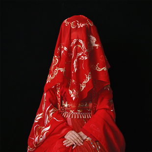 如梦霓裳汉服婚服礼服凤冠霞帔百搭凤凰刺绣四季百搭红盖头现货