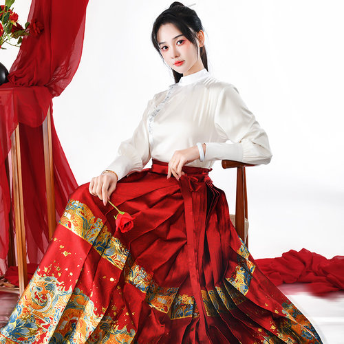 琉璃行龙丨如梦霓裳原创明制女马面裙成人高腰改良飞机衫春夏季