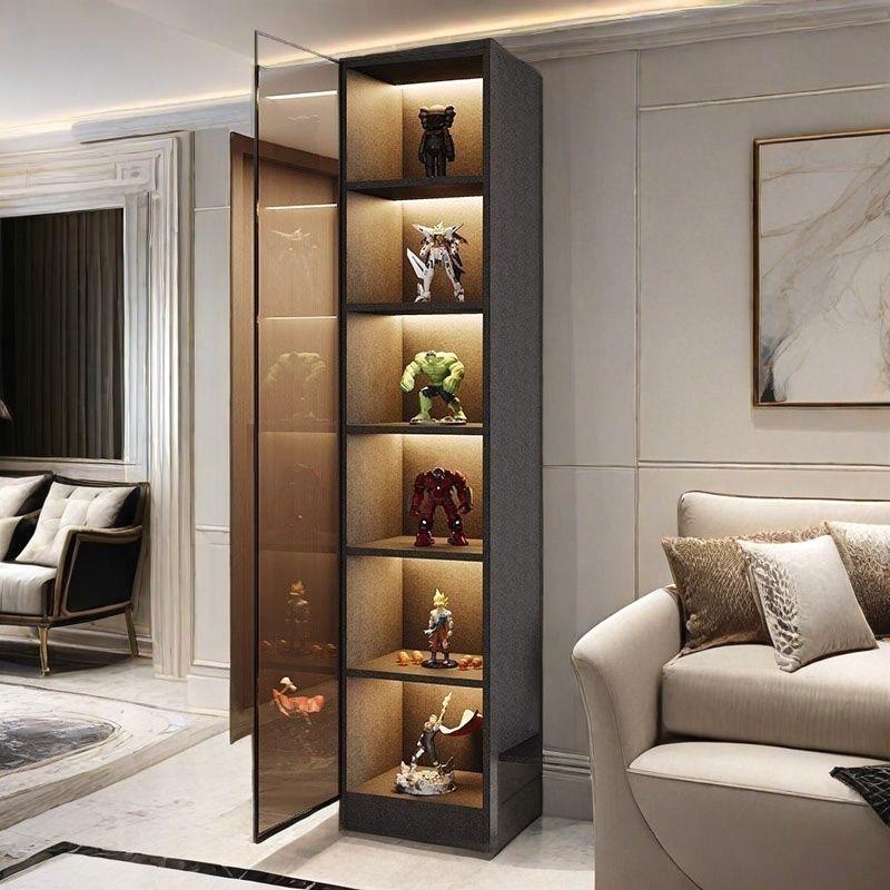 客厅玻璃门酒柜展示柜储物立柜乐高手办置物柜电视背景墙边柜书架