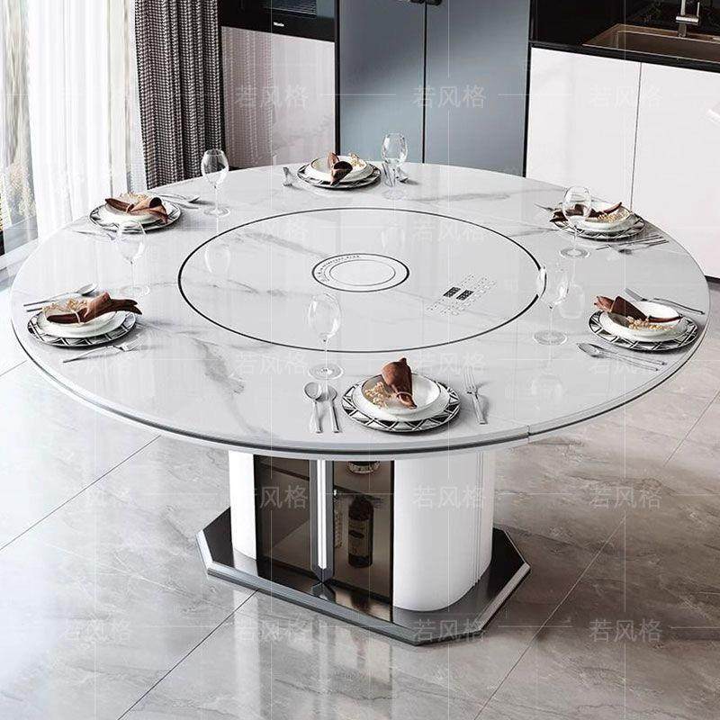 多功能岩板组合餐桌伸缩电磁炉一体现代简约家用圆形转盘大小户型,住宅家具,板木餐桌,淘宝优惠券,粉丝福利购,淘宝优惠卷