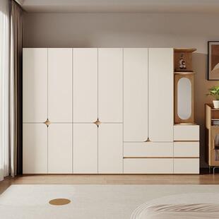 广东佛山橡木全实木衣柜家用卧室奶白色分段式平开门衣橱60cm深度