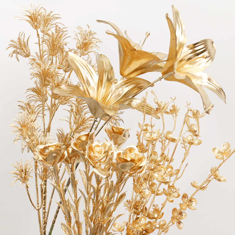 仿真花金色龟背叶假叶子蕨叶diy