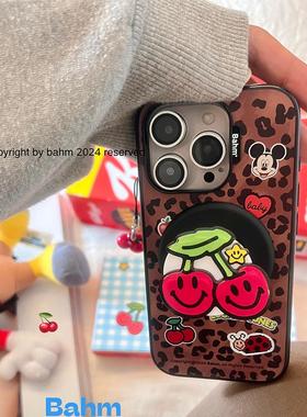 香蕉树研究所 时髦小妞！原创ins风手机壳可爱小豹纹手机壳黑边imd手机壳 磁吸适用于苹果16promax 16pro 15