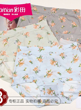 三条价彩田柔顺丝滑女士内裤32633透气冰丝速干宽松大版短裤32635