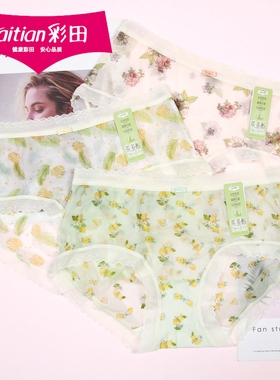 彩田茶多酚性感透明飘飞短裤32225舒适超薄网纱透气女士内裤32226