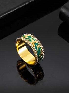 新款饰品绿色蝴蝶镶锆石女戒指现货戒指指环