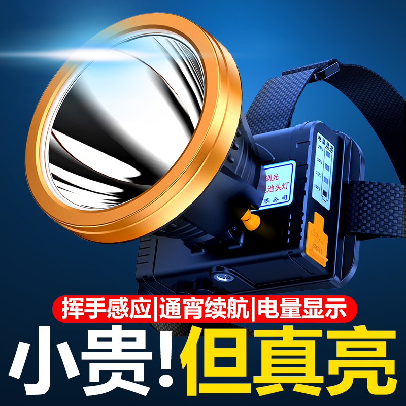 感应头灯强光充电超亮头戴式户外照明灯野外钓鱼手电筒超长续航锂