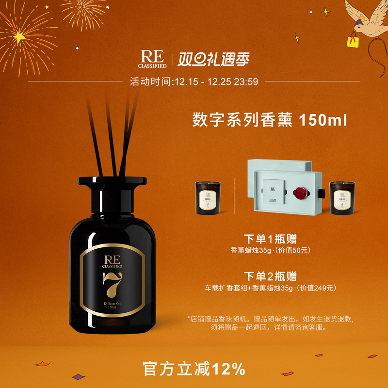 【圣诞礼物】RE调香室数字香薰挥发液扩香淡香氛摆件室内清新