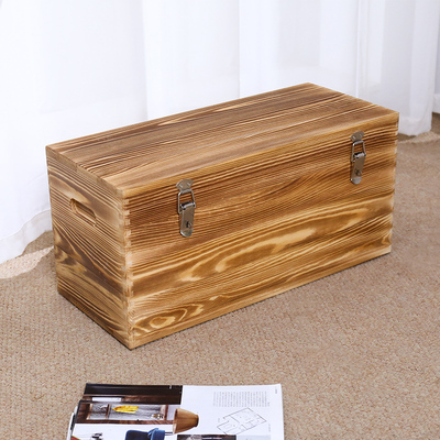 加厚长方形超大可挂锁实木箱
