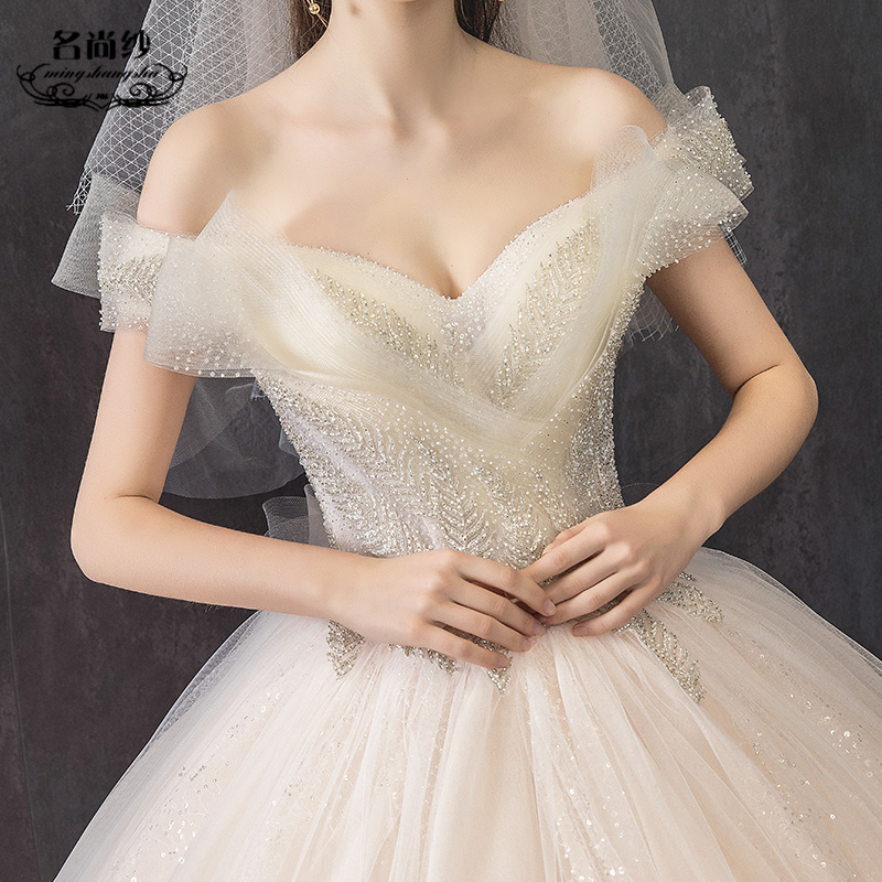 Rental Wedding 2019 new pattern bride one word Tailing Luxurious Hepburn Dream starry sky Wedding dress bridein the Women's clothing/Boutique , Wedding/Cheongsam/Formal dress , Wedding  category - from Buy2taobao.com to provide professional Taobao agent buy service