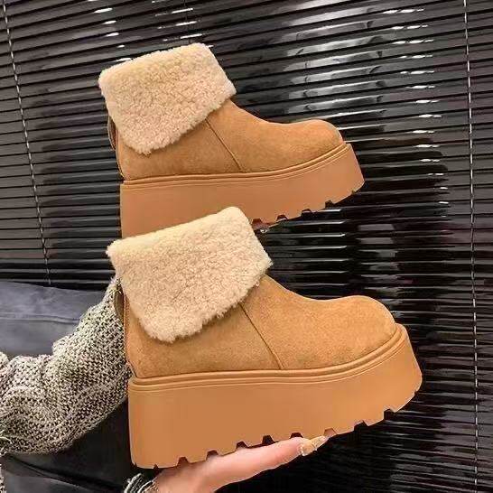 毛毛厚底短筒雪地靴女冬季加绒保时尚雪地靴