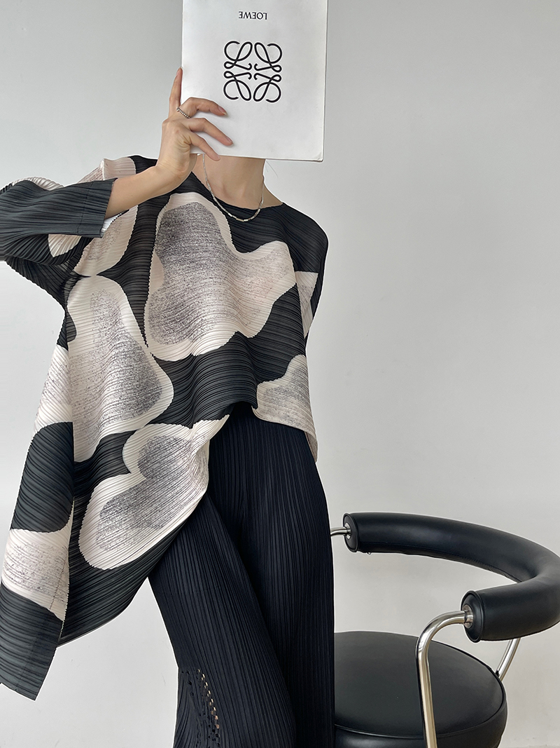 九分袖通勤常规褶皱聚酯纤维女