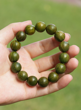 正宗老料绿檀木沉水手串男女款念珠盘玩檀香木学生手串木质盘串