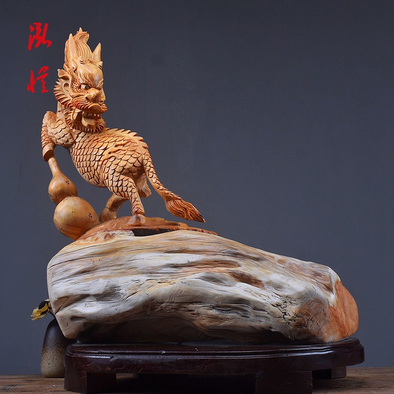 泓忆《麒麟 太行崖柏老料手作雕刻工艺品根雕摆件木雕收藏品