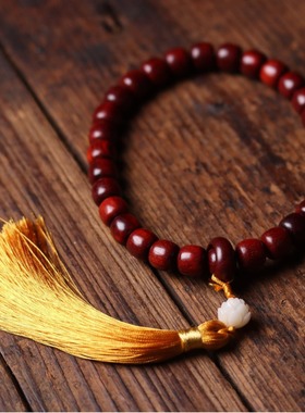 非洲小叶紫檀血檀木DIY长款手持链念佛珠串男女士毛衣项链脖挂