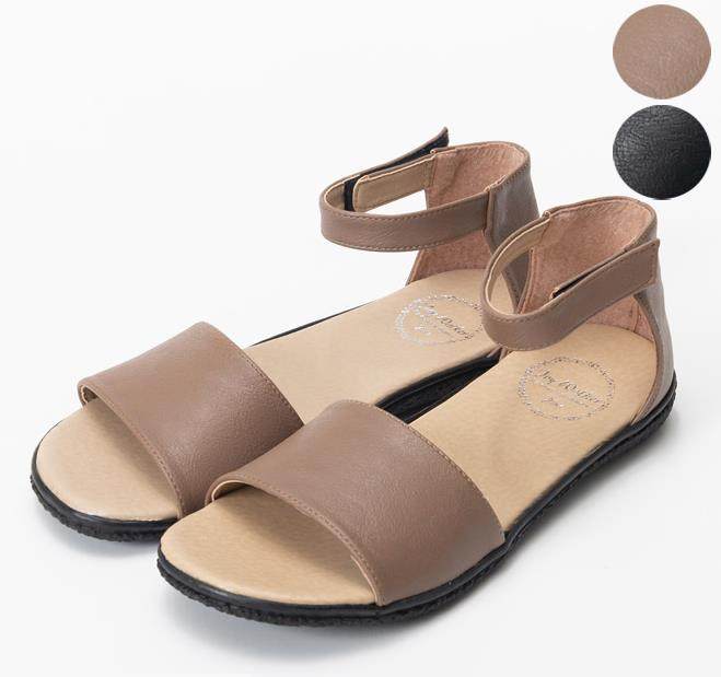 日本代购正品日系简单圆头露趾浅口女鞋包跟脚踝一字带平底凉鞋,女鞋,时装凉鞋,淘宝优惠券,粉丝福利购,淘宝优惠卷