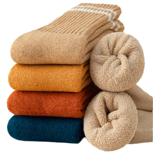 羊毛袜子女冬季加厚加绒中筒袜保暖棉袜配鲨鱼裤的超厚羊绒长袜冬