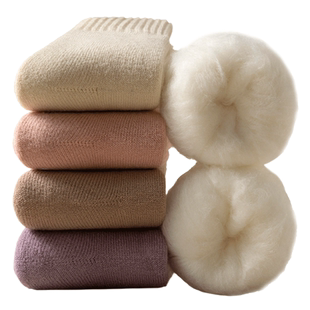 超厚羊毛袜子女冬季加厚加绒中筒袜睡眠保暖棉袜秋冬羊绒月子长袜