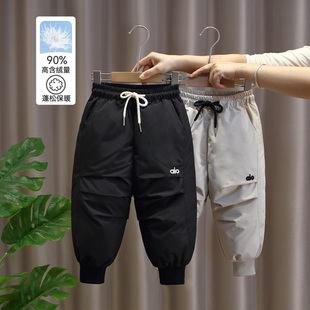 儿童羽绒裤男童外穿东北极寒女宝宝鸭绒保暖防寒裤婴儿束脚羽绒裤