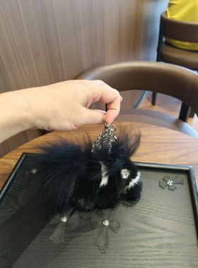十字原创新款真水貂狐狸毛挂件自然毛感别致造型随身搭配尽显格调