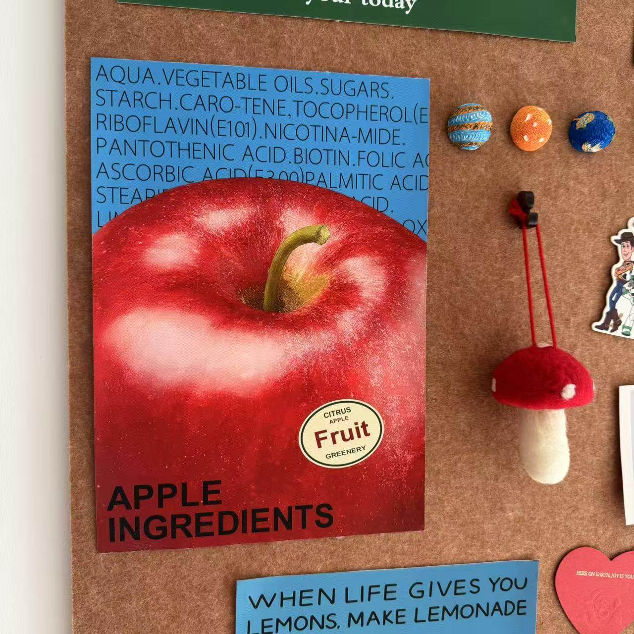 Apple红苹果摄影海报家居软装餐厅布置 毛毡板软木板照片墙装饰